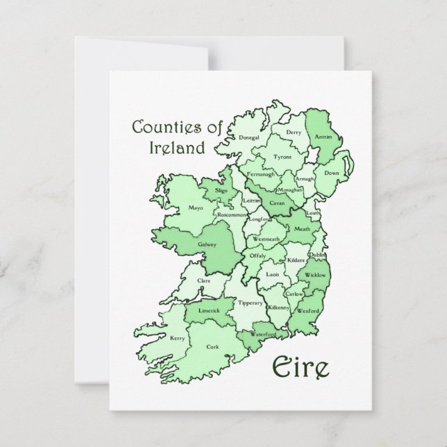 Mapa dos condados da Irlanda (Frente)