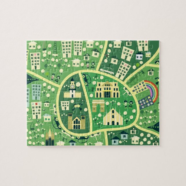 Mapa dos desenhos animados do quebra-cabeça de (Horizontal)