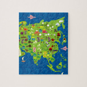 Mapa dos desenhos animados do quebra-cabeça de