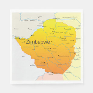 Mapa dos guardanapo de papel de Zimbabwe