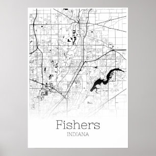 Mapa dos pescadores - Indiana - Poster do mapa da