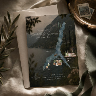 Mapa Editorial em Aquarela do Lago de Como