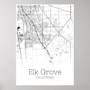 Mapa Elk Grove - Califórnia - Poster do Mapa da Ci
