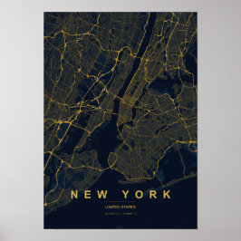 Mapa Estilizado de Nova York Impressão