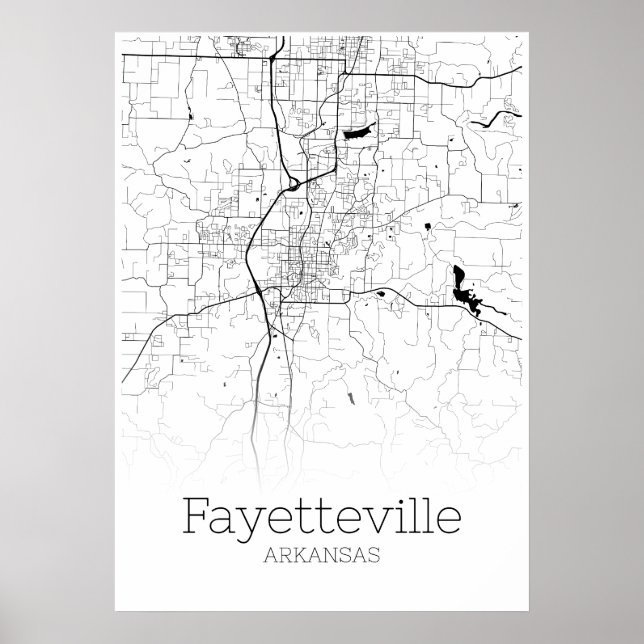 Mapa Fayetteville - Arkansas - Poster do mapa muni (Frente)