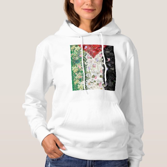 Mapa Floral da Palestina - Camiseta do Mapa Livre  (Frente)