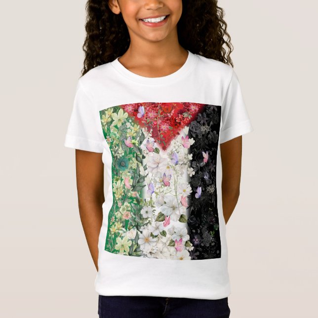 Mapa Floral da Palestina - Camiseta Gratuita Mapa  (Frente)