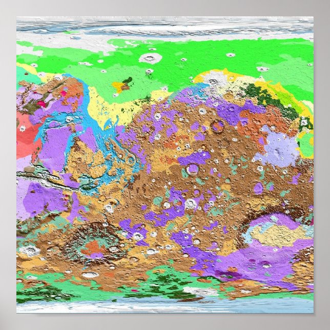 Mapa Geológico do Poster de Marte (Frente)