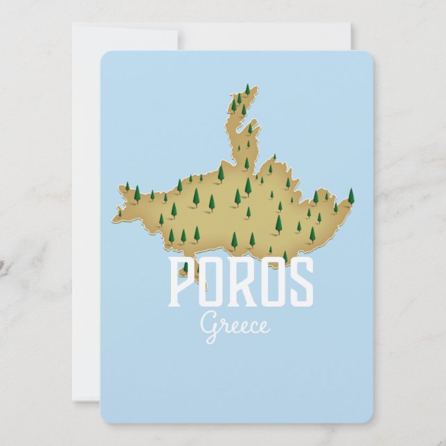Mapa Grego Ilustrado de Poros pôster de viagem (Frente)