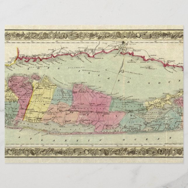 Mapa histórico de viajantes de Long Island entre 1 (Frente)
