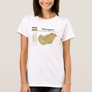 Mapa Hungria + Sinalizador + Título T-Shirt