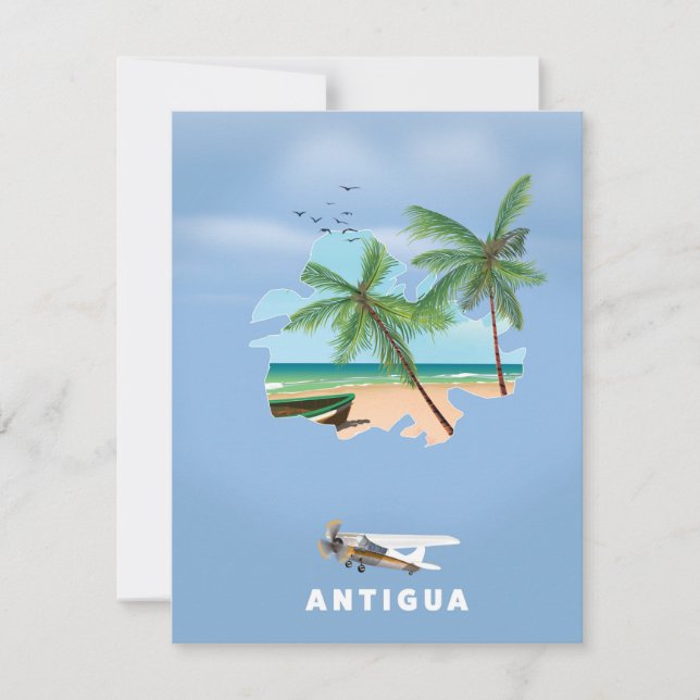 mapa ilustrado da Antígua pôster de viagem (Frente)