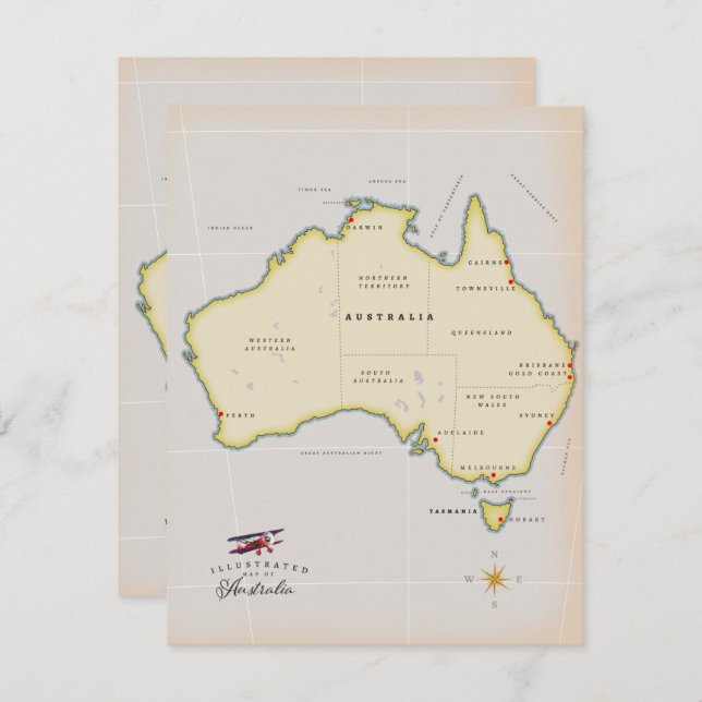 Mapa ilustrado da Austrália (Frente/Verso)