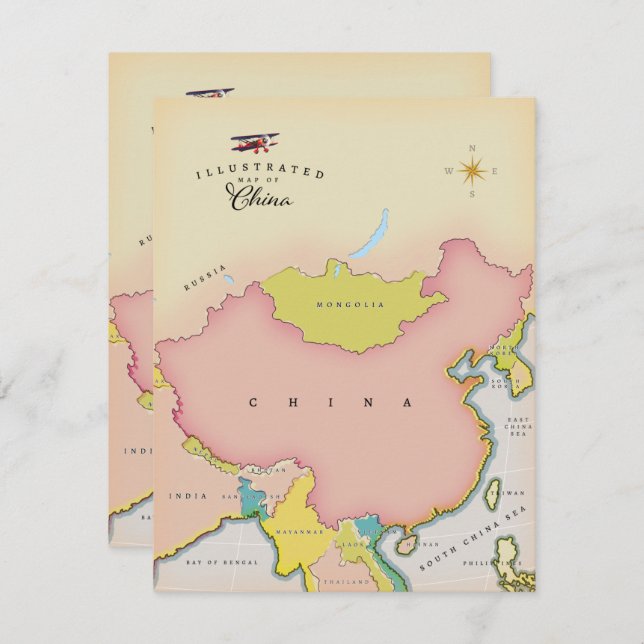 Mapa ilustrado da china (Frente/Verso)