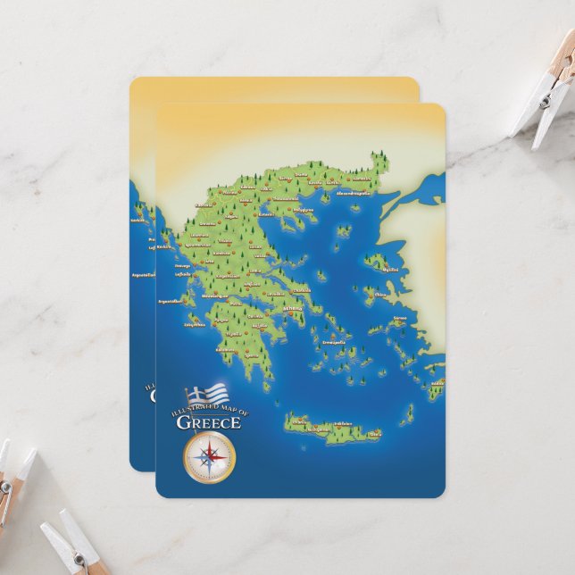Mapa Ilustrado da Grécia. (Frente/Verso In Situ)
