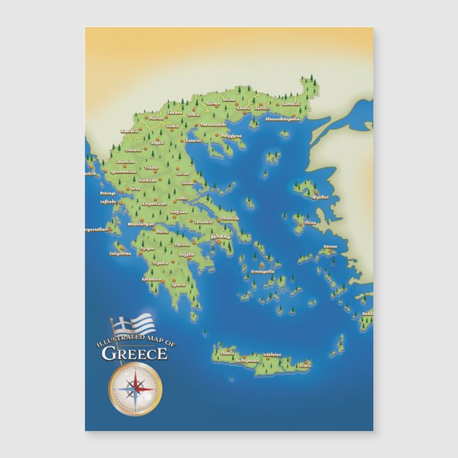 Mapa Ilustrado da Grécia. (Frente)