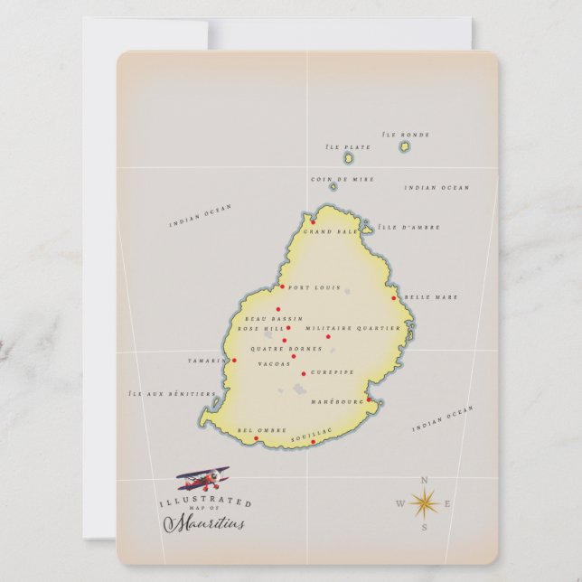 Mapa ilustrado da Maurícia (Frente)