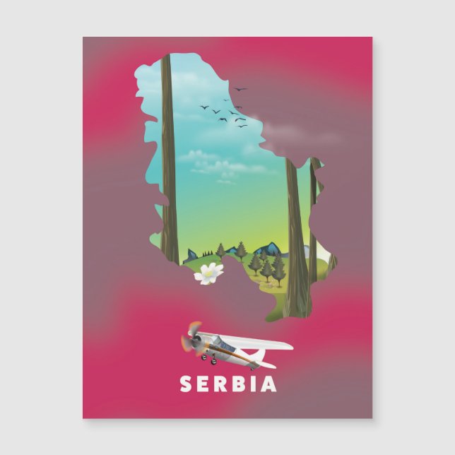 mapa ilustrado da Sérvia poster de viagem (Frente)
