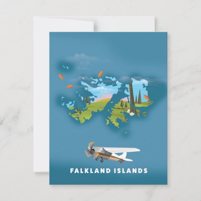 Mapa ilustrado das ilhas Falkland (Frente)