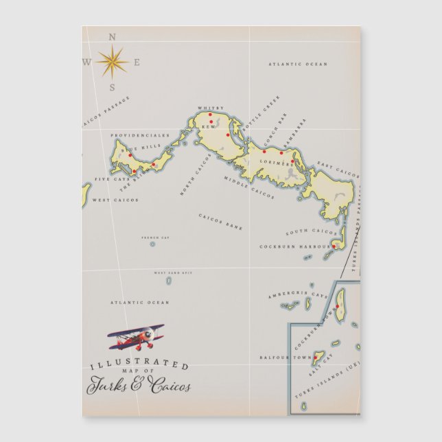 Mapa ilustrado das Ilhas Turcas e Caicos (Frente)