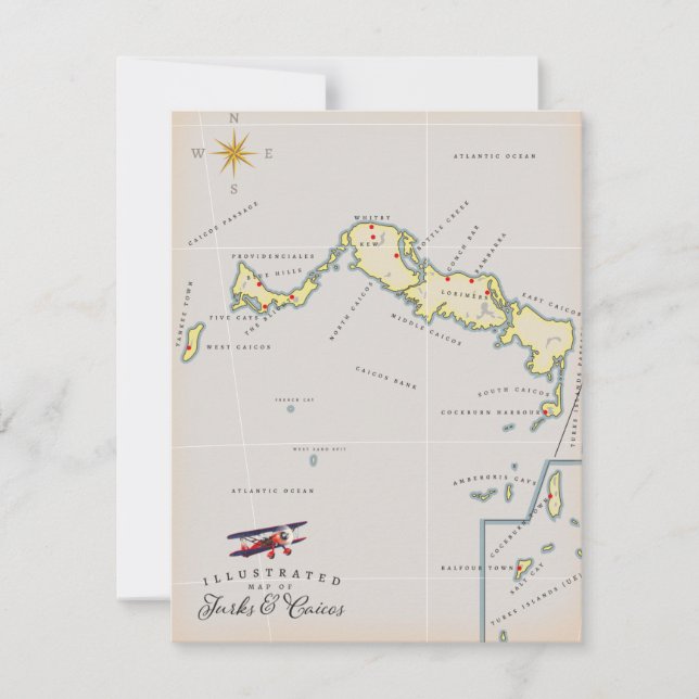 Mapa ilustrado das Ilhas Turcas e Caicos (Frente)