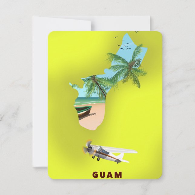 Mapa ilustrado de Guam pôster de viagem (Frente)