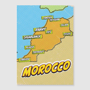 Mapa ilustrado de Marrocos em Pop Art