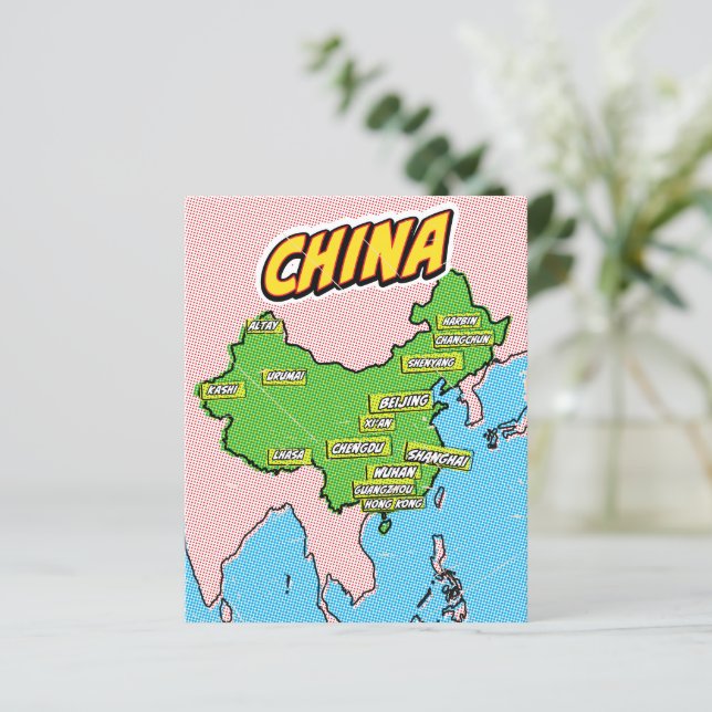 Mapa ilustrado de pop Art na China (Em pé/Frente)