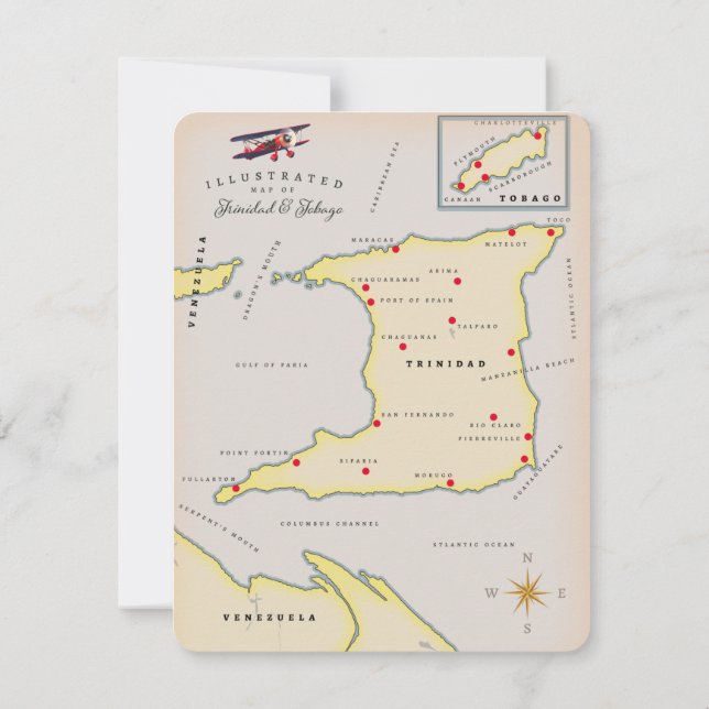 Mapa ilustrado de Trinidad e Tobago (Verso)