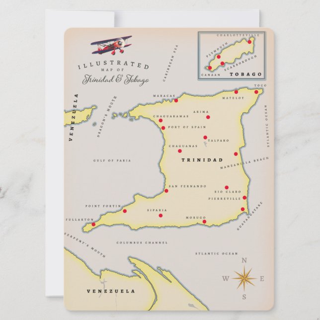 Mapa ilustrado de Trinidad e Tobago (Frente)