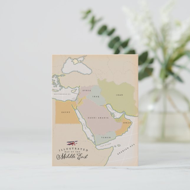 Mapa ilustrado do Médio Oriente. (Em pé/Frente)