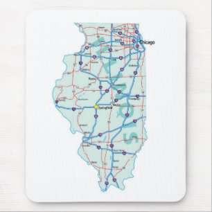 Mapa Interestadual de Illinois Mousepad