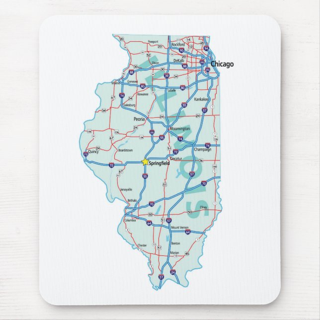 Mapa Interestadual de Illinois Mousepad (Frente)