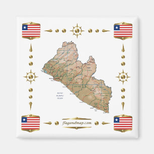 Mapa Libéria + Íman de sinalizadores