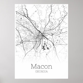 Mapa Macon - Geórgia - Poster do Mapa da Cidade