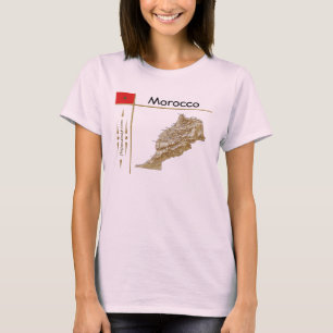 Mapa Marrocos + Sinalizador + Título T-Shirt