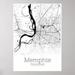 Mapa Memphis - Tennessee - Poster do Mapa da Cidad