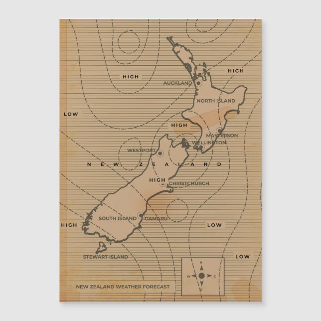 Mapa meteorológico antigo da Nova Zelândia (Frente)