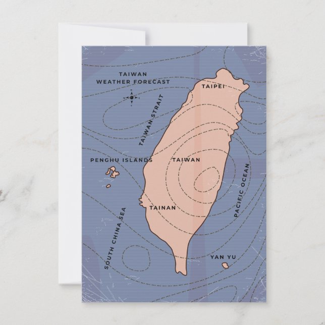 Mapa meteorológico estilo retrô de Taiwan (Frente)