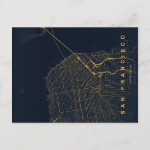 Mapa Minimalista de San Francisco em Cartão Postal