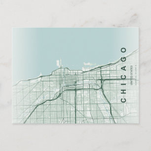 Mapa Mínimo de Chicago em Cartão Postal