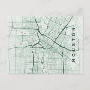 Mapa Mínimo de Cidade de Houston em Cartão Postal