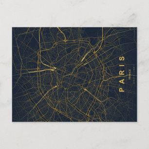 Mapa Mínimo de Paris em Cartão Postal