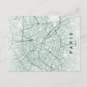 Mapa Mínimo de Paris em Cartão Postal