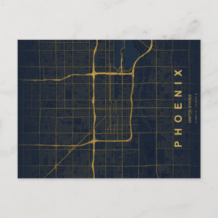 Mapa Mínimo de Phoenix em Cartão Postal