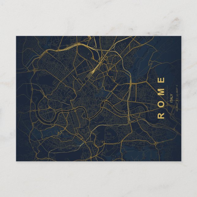 Mapa Mínimo de Roma em Cartão Postal (Frente)