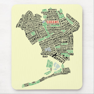 Mapa Mousepad da arte do texto do Queens NY