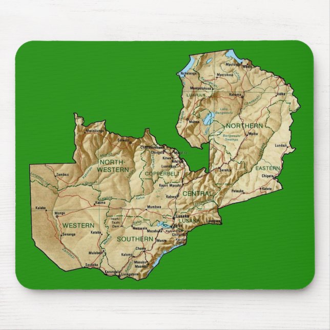 Mapa Mousepad da Zâmbia (Frente)