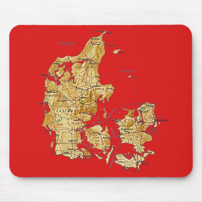 Mapa Mousepad de Dinamarca (Frente)