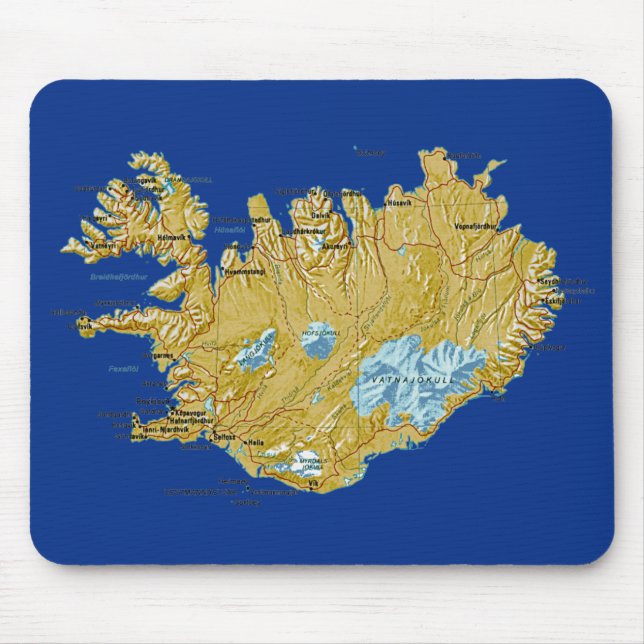 Mapa Mousepad de Islândia (Frente)